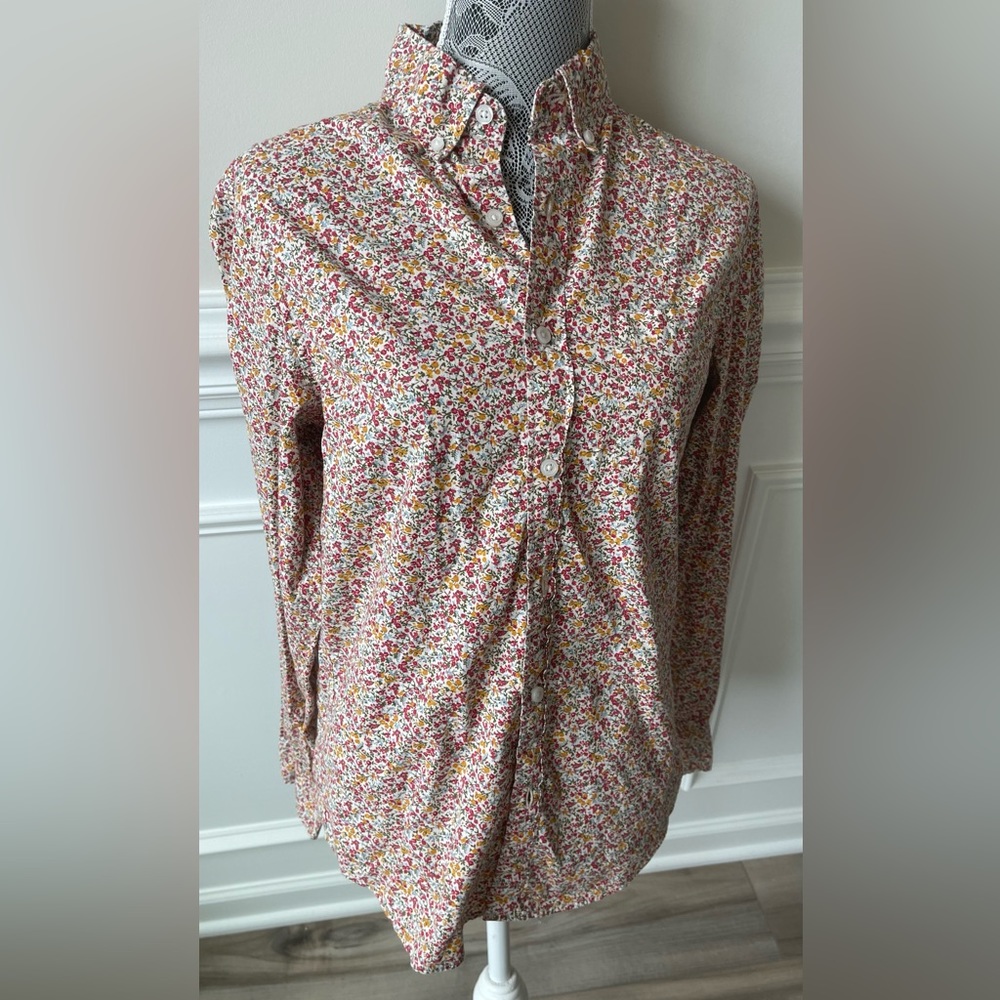 J. Crew Mens Flex Washed Slim Fit Long Sleeve Floral Button Collar Shirts Size S